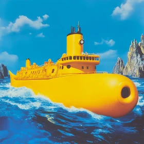 Yellow Submarine in Ocean Waters