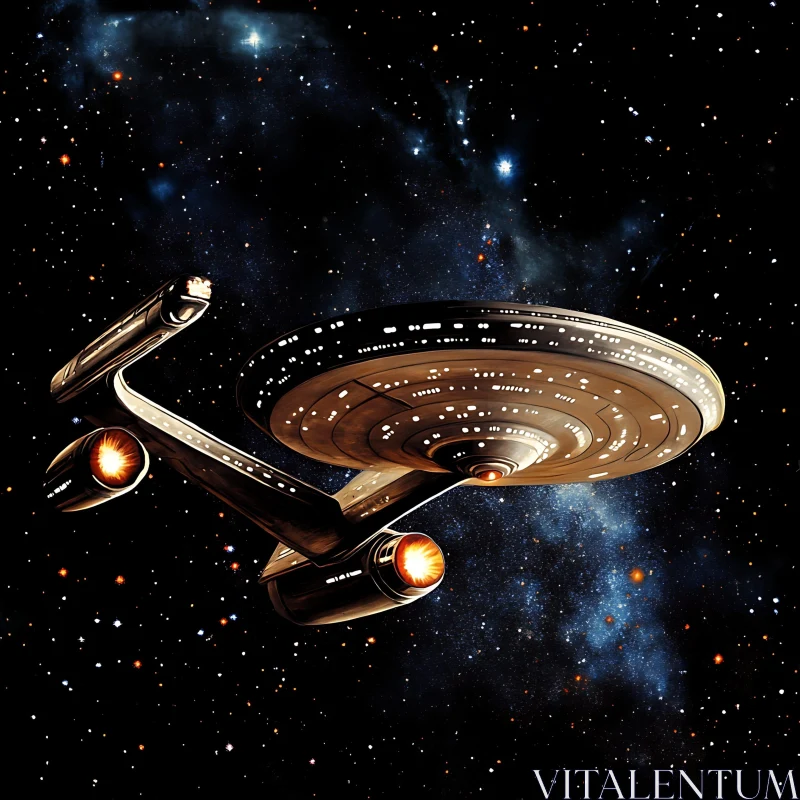 AI ART Interstellar Spacecraft Against Galactic Backdrop