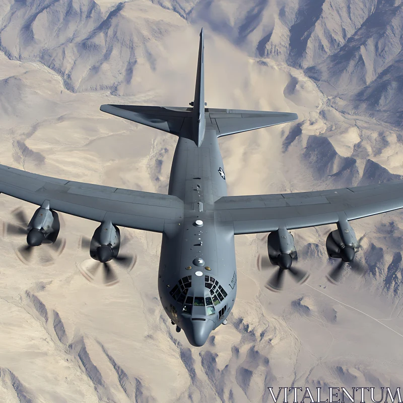 AI ART Aerial View of Military Aircraft Over Desert