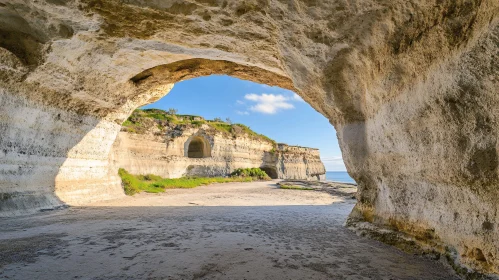 Natural Beachside Cave with Majestic Cliffs