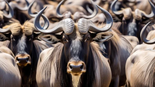 Soft-Focus Portrait of Wildebeest Herd | Nature Photography