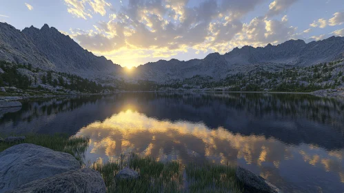 Golden Sunset Over a Tranquil Lake