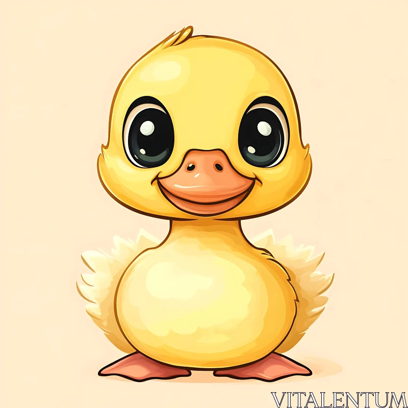 Cute Yellow Duckling Cartoon Art AI Image