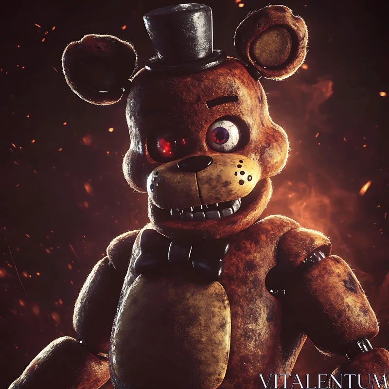 AI ART Haunted Animatronic Bear with Distressed Appearance