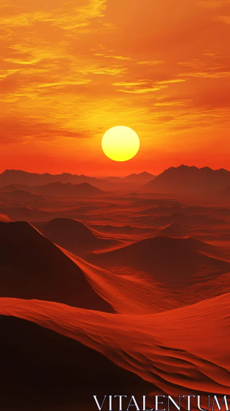 AI ART Golden Sunset in Desert Landscape