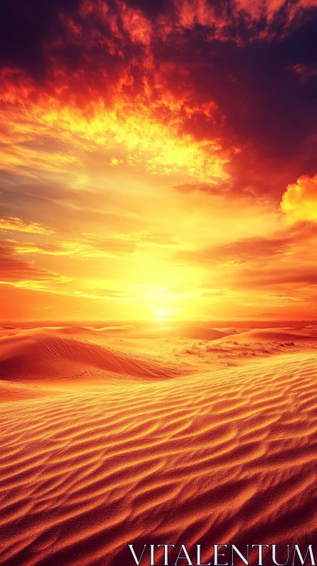 Sunset Over Desert Sand Dunes AI Image