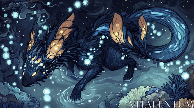 Fantasy Artwork of a Mythical Underwater Creature AI Image