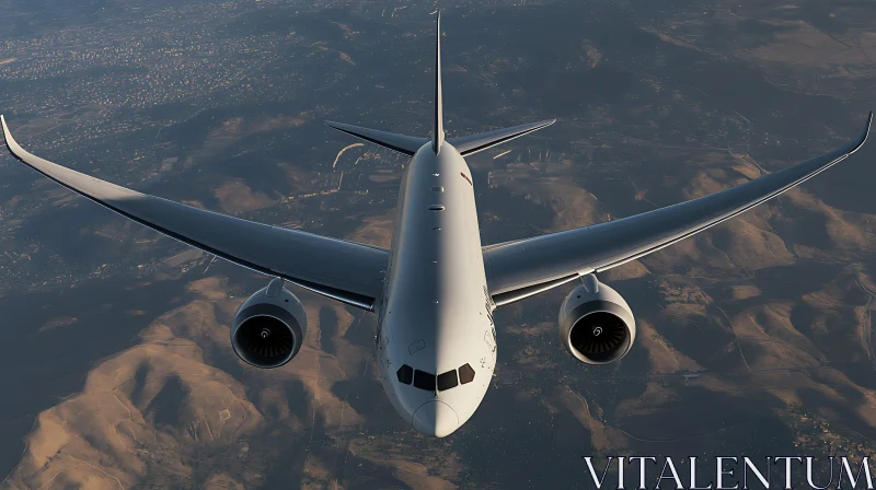 Front View of an Aircraft in Flight AI Image