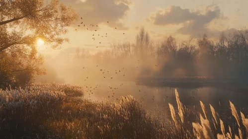 Autumn Sunset Serenity by the Lake