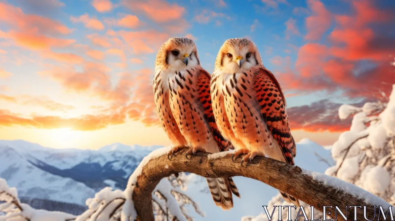 Captivating Owls at Sunset in Izhkhaniyeh Mountain AI Image