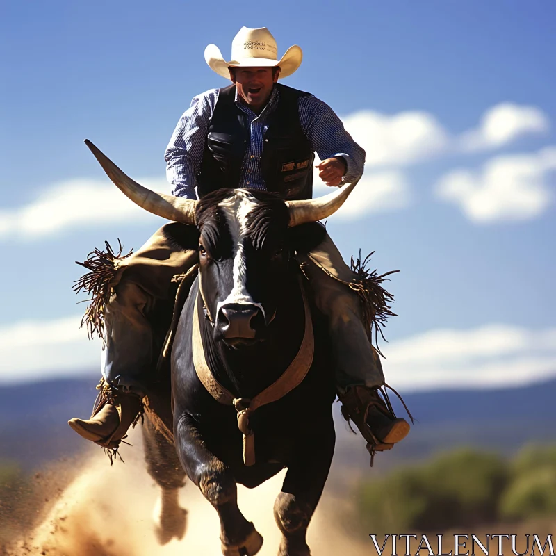 Intense Rodeo Bull Ride AI Image