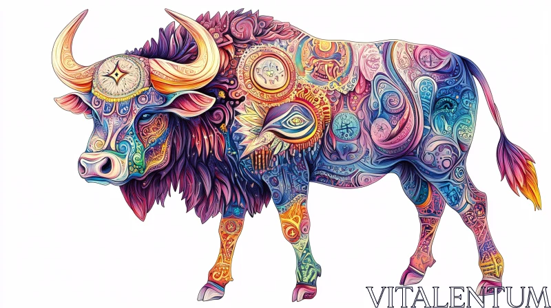 Ornate Abstract Bull Artwork AI Image