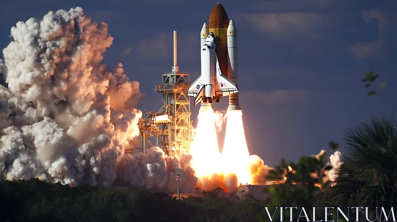 AI ART Dramatic Space Shuttle Lift-off Image