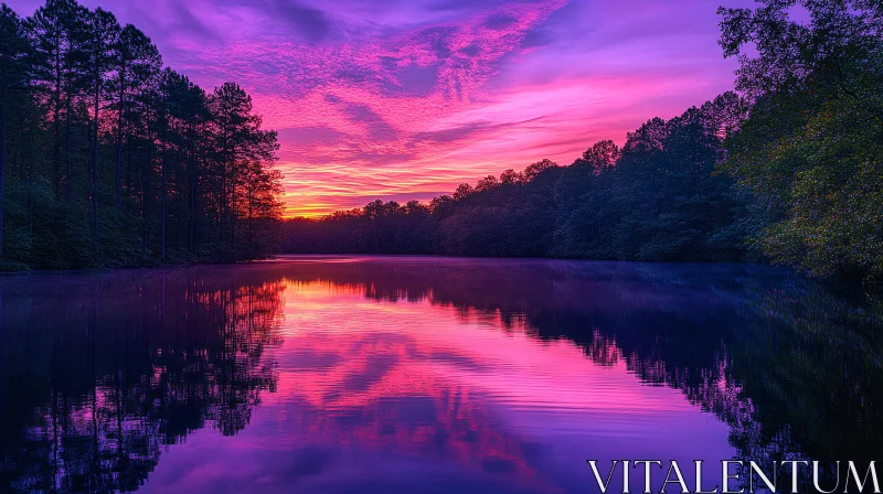 AI ART Serene Lake Reflecting Sunset Colors