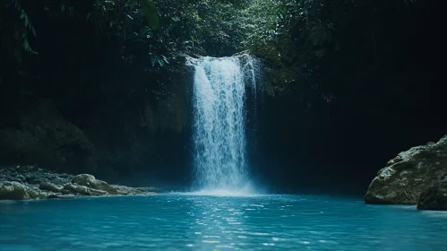 Tranquil Waterfall Surrounded by Nature