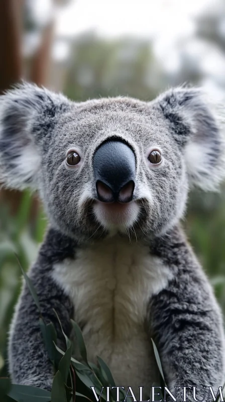 Koala Portrait in Natural Habitat AI Image