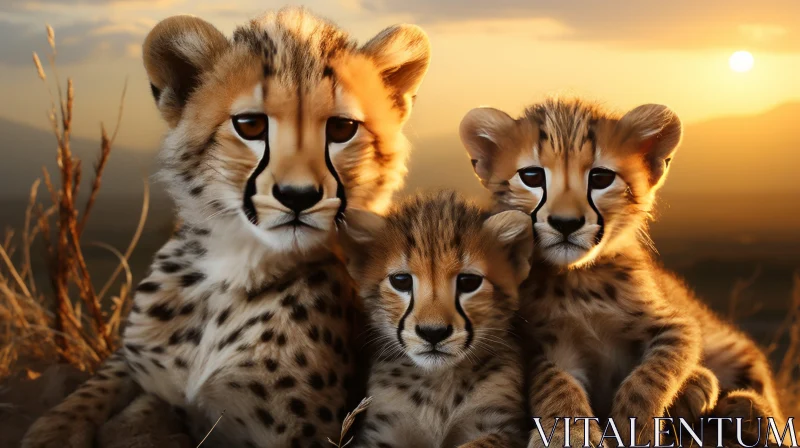 Captivating Cheetah Cubs in the Wild - A Majestic Natural Phenomena AI Image
