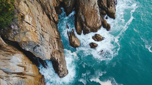 Crashing Waves and Coastal Cliffs from Above