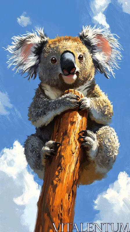 Koala Art with Blue Sky AI Image