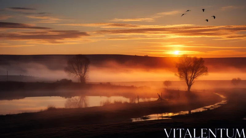 Serene Sunrise Over Traditional British Landscape AI Image