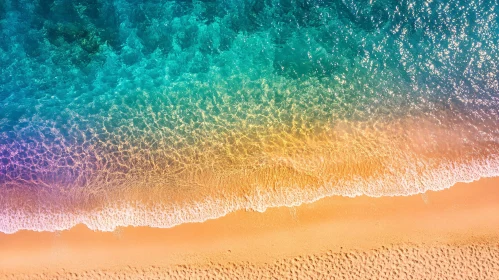 Waves Crashing onto Golden Sand Beach