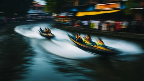 High-Speed Boat Racing on a River Course