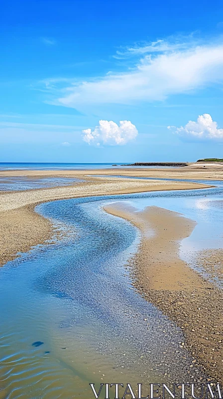 AI ART Serene Sea Meeting Sandy Shoreline