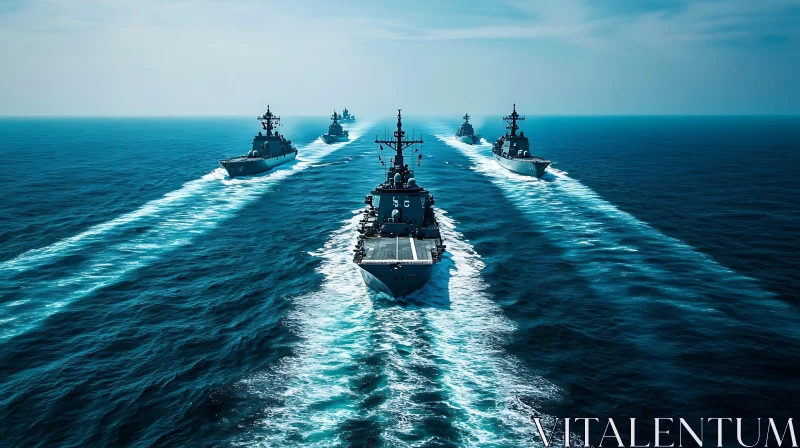 AI ART Navy Ships in Open Waters - Fleet Formation