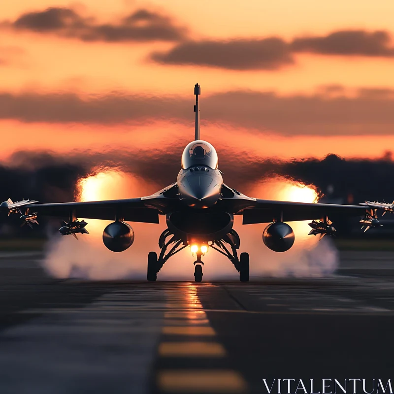 Sunset Jet Takeoff AI Image