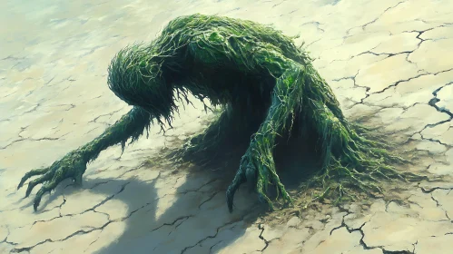 Mysterious Vine Creature in Arid Landscape