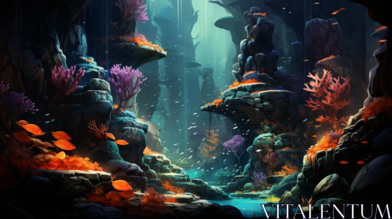 Fantastical Underwater World: A Blend of Cartoonish Realism and Landscape Artistry AI Image
