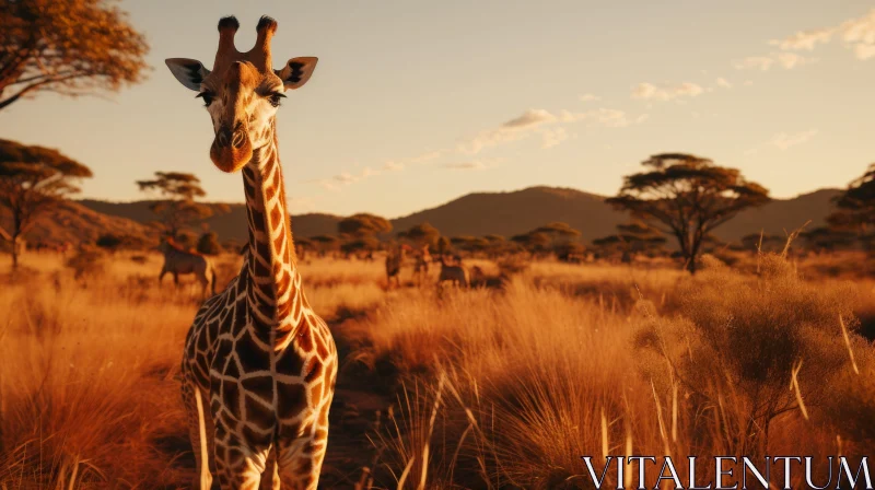 Giraffe Gazing at the Savannah: A Nature-Inspired Masterpiece AI Image