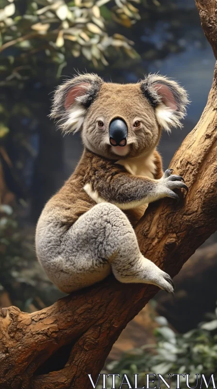 Resting Koala in Natural Habitat AI Image