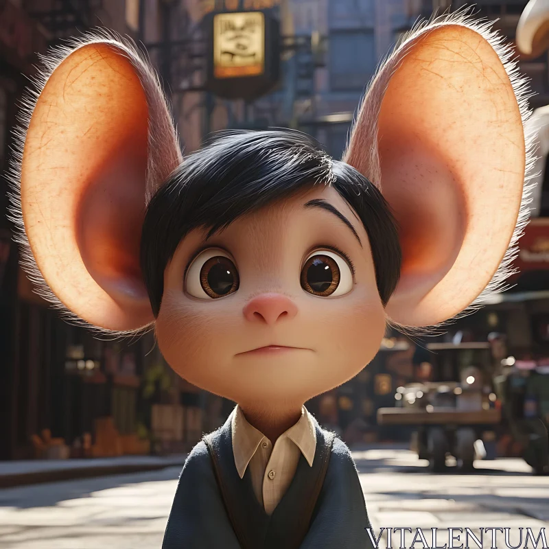 Adorable Humanoid Mouse with Large Ears AI Image