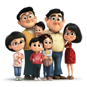 Happy Animated Family Group