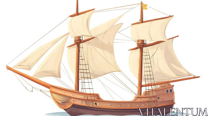 Intricate Sailing Ship Illustration AI Image