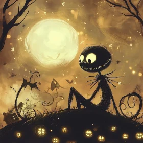 Enchanting Halloween Scene with Full Moon