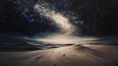 Desert Dunes Under Starry Milky Way