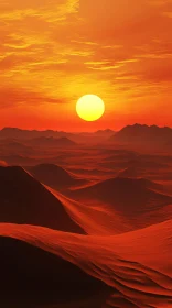 Golden Sunset in Desert Landscape