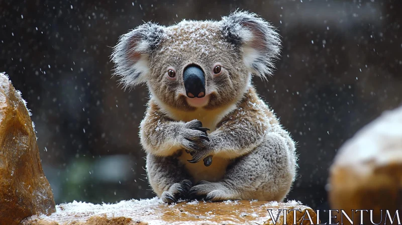 AI ART Koala Amidst Snowfall