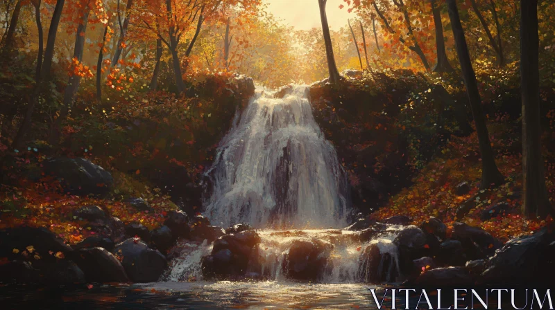 AI ART Enchanting Fall Foliage and Waterfall Landscape