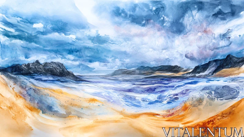 AI ART Mesmerizing Mountain and Sky Interaction in Nature Painting