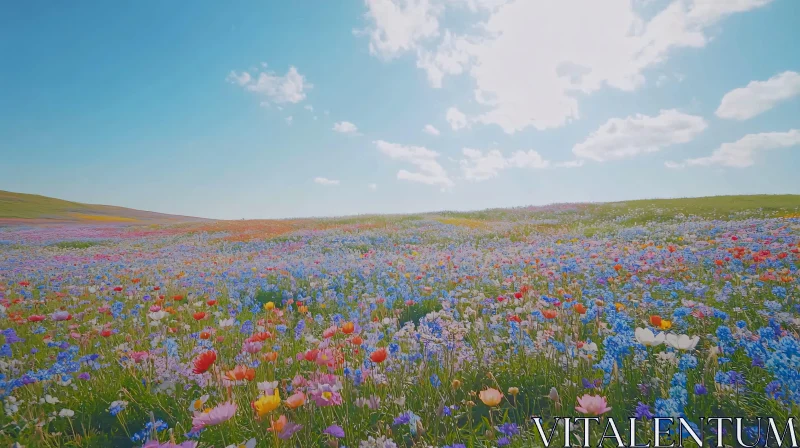 AI ART Colorful Wildflowers Field