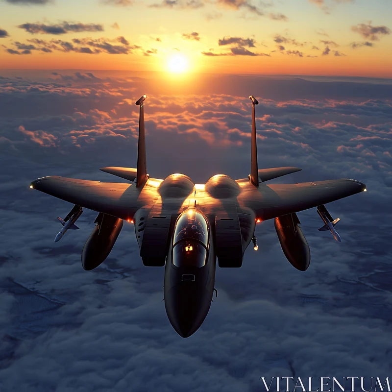 Jet Aircraft in Sunset Sky AI Image