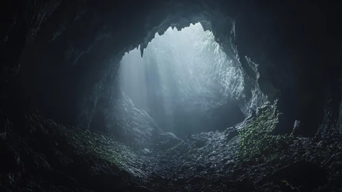 Enigmatic Cave with Sunlit Entrance