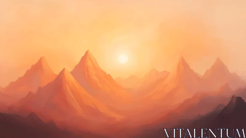 Golden Sunrise in the Mountains AI Image