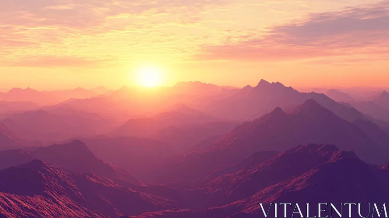 AI ART Majestic Sunset Over Mountain Range