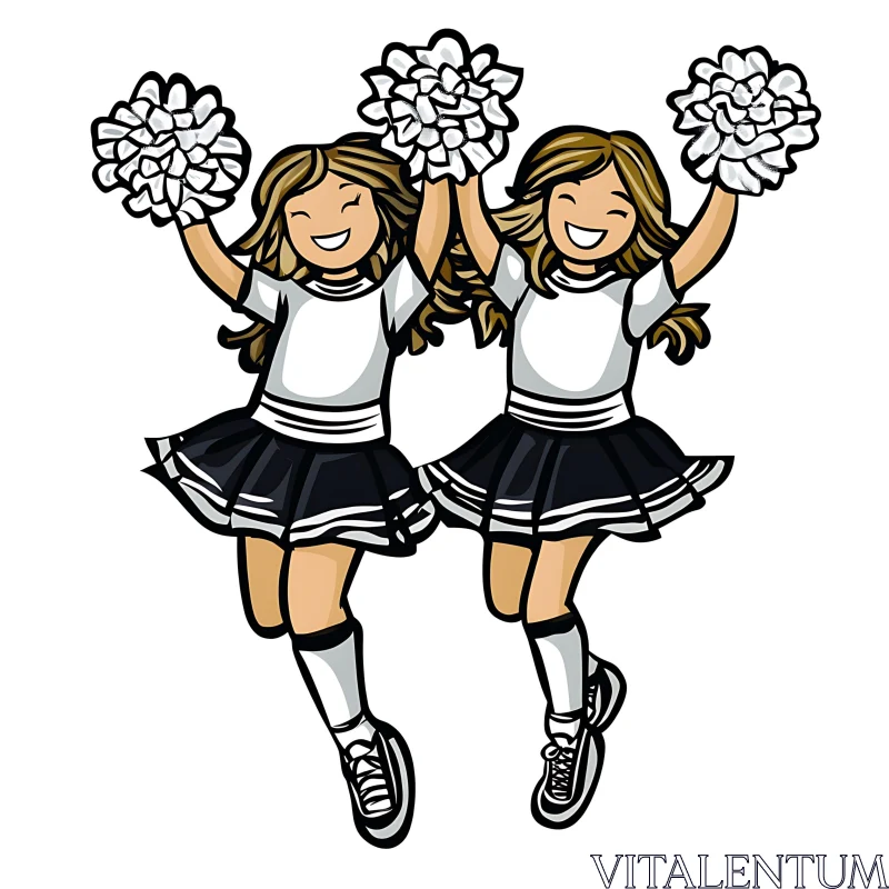 Happy Cheerleaders in Uniforms AI Image