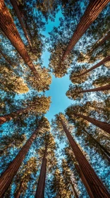 Vertical View of Tall Trees in a Forest