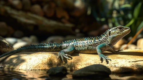 Sunlit Lizard with Intricate Patterns